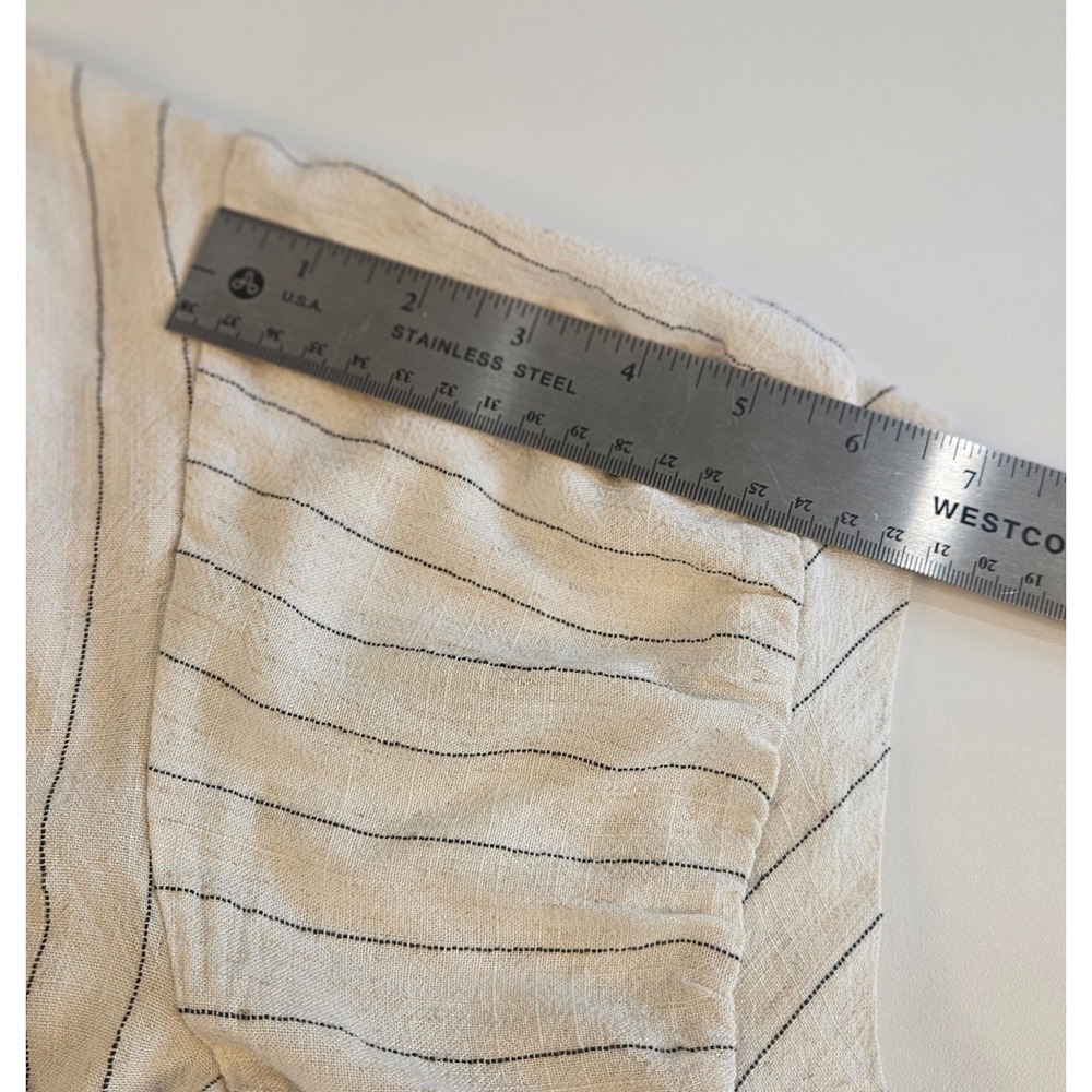 Kirious LA Cropped Striped Button Shirt Ivory Boxy Coastal Cottagecore Coquette - Picture 6 of 7